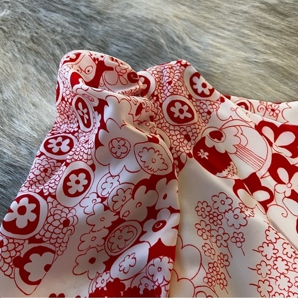 70’s Vintage BRADY BUNCH Party Dress S White Red Floral Puff Sleeves Maxi Dress - Picture 9 of 17